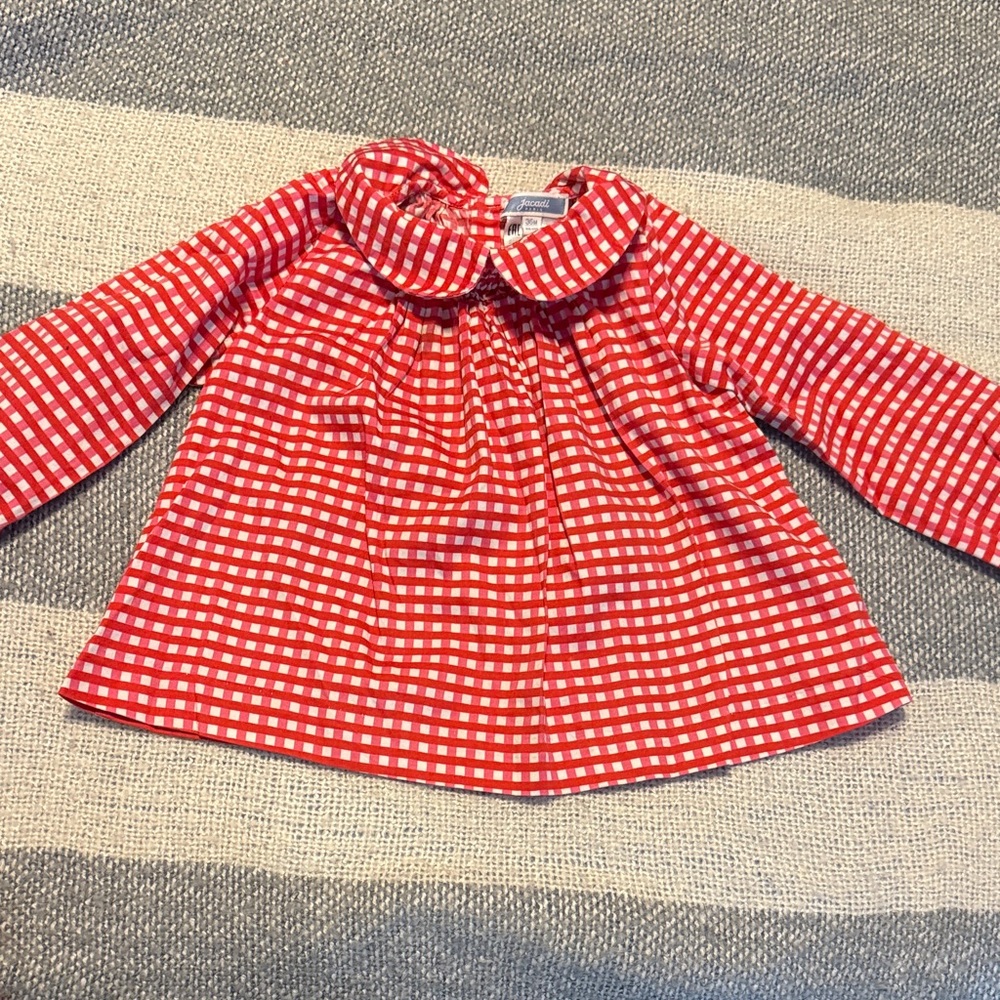 Jacadi Red and White Checkered Blouse
